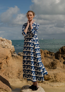 Cilla Shirt dress Block Print Organic Cotton Summer Maxi – KOMANA