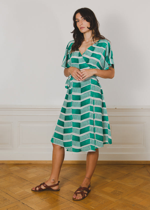 Astra Wrap Dress Facade Green
