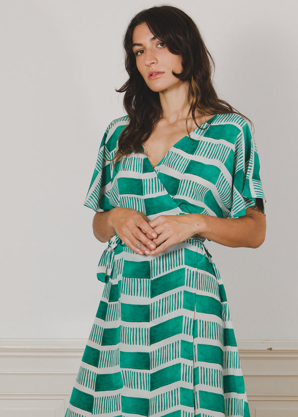 Astra Wrap Dress Facade Green