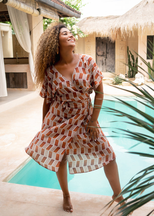 Astra Wrap Dress Facade Caramel