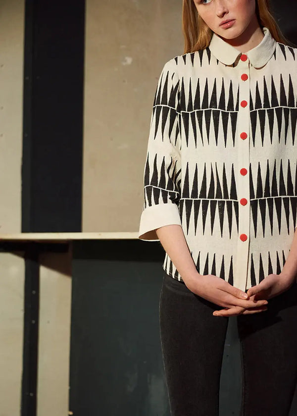 Aubrey Blouse Zebra Block Print