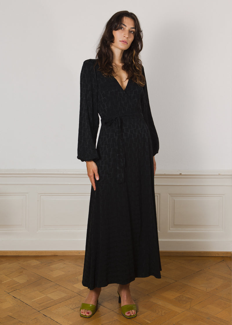 Beatrix Wrap Dress Black KOMANA