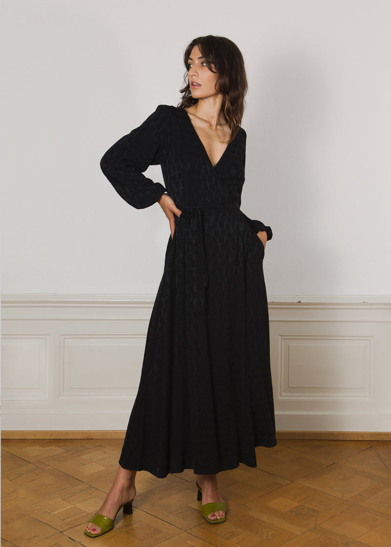 Beatrix Wrap Dress Black KOMANA