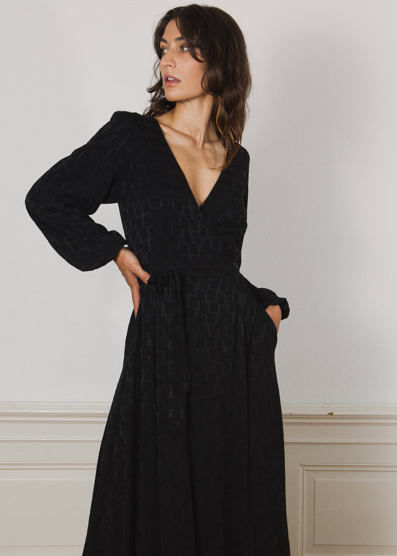 Beatrix Wrap Dress Black KOMANA