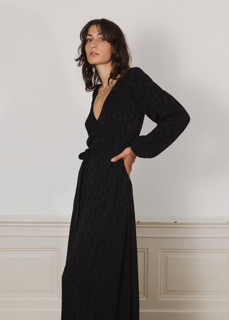 Beatrix Wrap Dress Black KOMANA