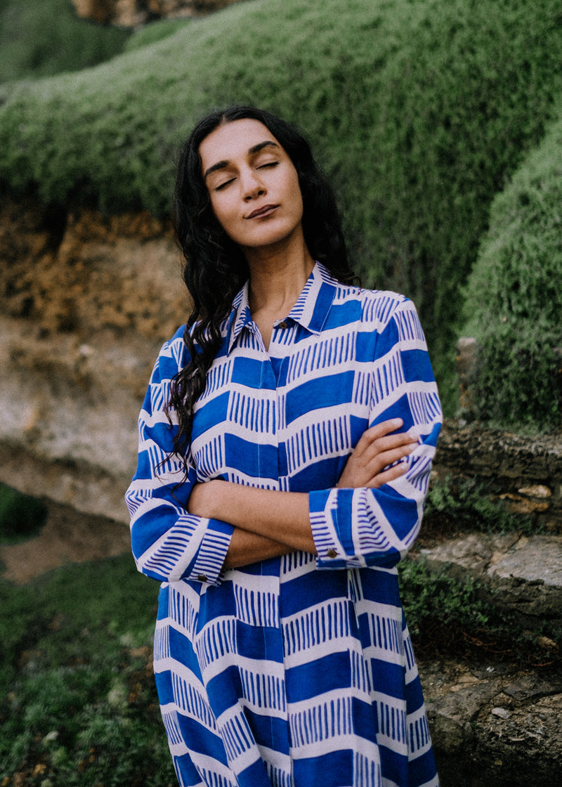 Cilla Dress Facade Blue