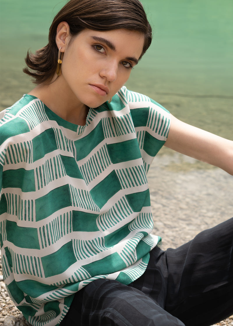 Ninette Top in Facade Green KOMANA